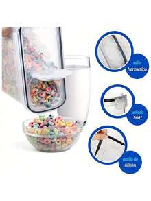 4pcs2.5L Airtight Food Storage Container With Lid, Dry Food Cans Free Of Bisphenol A, Lactose, Grains, Pasta, Flour, And Sugar For Organization And Storage, Labeled And Labeled, Dishwasher Washable, Plastic Food Storage Cans, Household Kitchen Utensils - Đen và trắng - Xem 7