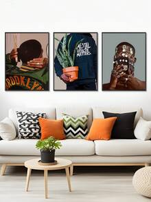 1/3 Panel Modern Black Art Canvas Oil Painting Poster, Retro Botanical Decor Oil Painting, Black Art Poster, Canvas Print Poster, Black Wall Art Poster, Bedroom Wall Art, Living Room Wall Decor, Dining Room Decor, Kitchen Decor, Study, Hallway, Dorm Decor, Ideal Gift For Friends, Wall Art, Wall Decor, Home Decor, Room Decor Canvas Painting, Poster, Frame Optional, Framed Wall Art - Multicolor - View 18