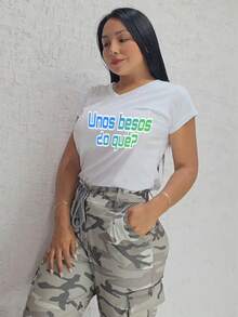 Playera cuello en v POLIÉSTER ,logo UNOS BESOS - Blanco - Ver 2