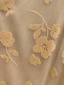 Long Embroidered Tulle Skirt - Light And Romantic, 100% Polyester - Camel - View 4