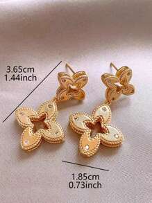 1 Pair Elegant & Chic Clover Rhinestone Inlaid Dainty Luxury Women Earrings, Suitable For Daily Wear, Dates, Galas, Parties And Gatherings
