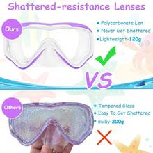Vvinca Kids-Goggles With Nose Cover, Diving Mask Elastic Fabric Strap Anti Fog Anti Shattered Lens For Kids Swim Goggles 3-14 - 01 Purple - View 5