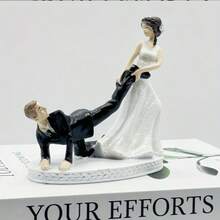 复古法式婚礼小雕像 - 浪漫新娘和新郎树脂雕塑，非常适合婚礼礼物、周年纪念和家居装饰，优雅的黑白设计，适合圣诞节和感恩节