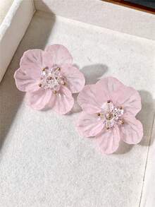 2 件/1 对复古波西米亚风格大花朵/莲花耳钉女士耳环