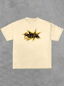 Men's Artistic MITSKI T-Shirt With Double Sided Print - 杏色 - 查看 2