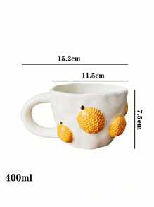 1pc 400ml Ceramic Cup With Fruit Pattern, Espresso Cup, Creative Ceramic Gift, Water Cup, Holiday Coffee Cup/Tea Cup, High-Quality Office/Home Breakfast Cup, Couple Gift Cup Back To School