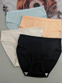 4 chiếc quần lót tam giác thoáng khí bằng lụa sữa cạp cao cho nữ, nhiều màu - Nhiều màu - Xem 2