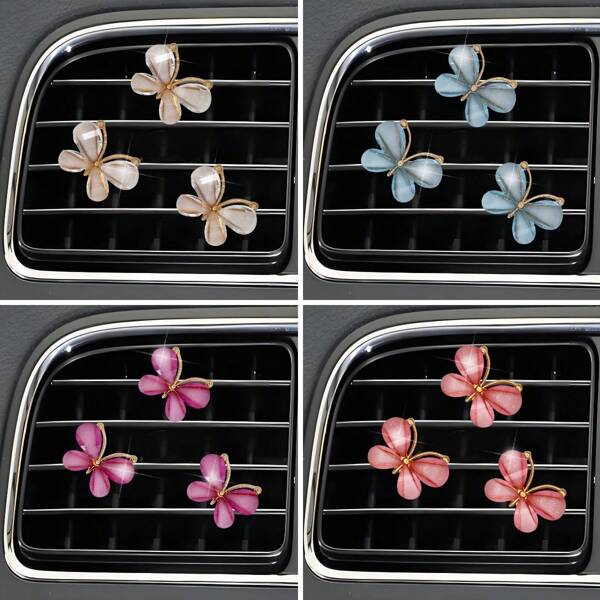 3 pezzi Farfalle Decoro aromaterapia per automobile, piccole e carine, molletta per bocchetta aria condizionata, decorazione per interno auto