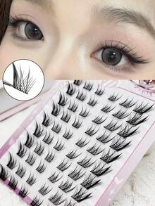 60簇，9-14毫米，狐狸眼款，C型卷翘，加长眼尾，Sudaji假睫毛分段簇状，自然卡通风格 - C/D 混合 - 查看 2