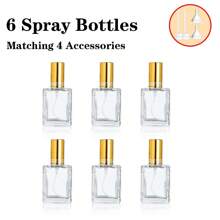 6pcs+4 Accessories 15ml Transparent Perfume Spray Bottle, Including 6 Spray Bottles, 2 Funnels, And 2 Sub-Packing Artifacts