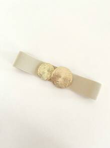 1 Stück beige elastischer gestrickter Taillengürtel mit rundem Metallschnallenverschluss, geeignet für Kleider, Röcke, Hemden für tägliche Dates, Partys, Reisen im Sommer, Schule im Herbst, Herbst, Halloween