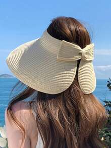 1 件装女士卷起遮阳帽宽边草帽夏季可折叠可打包防紫外线帽海滩旅行帽