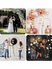 Soporte para arco de boda con telón de fondo de 2 m, 1.8 m, 1.5 m en tres tamaños a elegir. Decoración de arco floral con globos para ceremonias de boda, baby shower, fiesta de cumpleaños al aire libre o interior, color dorado - Dorado - Ver 4