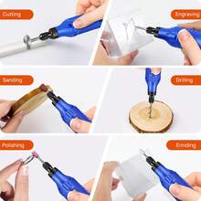 AutoFu Cordless Rotary Multi Tool Variable 5 Speed & 80 Accessory Set Mini Drill Polishing Sanding Kit Grinding Portable DIY Gift - Blue - View 3