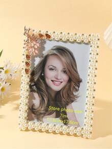 1/2pcs Elegant Faux Pearl Photo Frame, 3"/6"/7"/8"/10" Size, Made Of Gorgeous ABS Plastic Material, Suitable For Room, Bedroom, Office Picture Display Shelf, Home Decor (Random Inner Paper) - Pearl Color - View 6