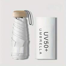 1pc Mini Travel Sun Umbrella UPF50+ , Small Compact UV Protection Umbrella For Sun And Rain, Lightweight Parasols Daily Travel Easy To Carry