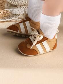 春秋婴幼儿防滑运动鞋，休闲橡胶鞋底，适合0-1岁新生儿，3-12个月婴儿 - 棕色 - 查看 5