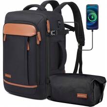 Melalenia 2PCS Travel Backpack Luggage Waterproof Airline Aprroved Carry-On With Toiletry Bag USB Port Comfortable - Black - View 1