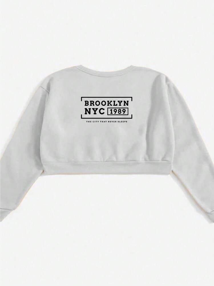 Cropped Sweatshirt Brooklyn NYC 1989 Cold Fall/Winter 100% Cotton - 白色 - 查看 2