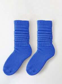 1 Par de Calcetines Largos y Mullidos para Mujer, Calcetines Hasta el Muslo, Calcetines Tipo Tripulación, Calcetines de unicolor para la Pantorrilla, Calcetines Holgados, Sencillos y Aptos para Todas las Estaciones, Perfectos para Uso Diario