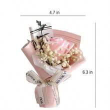 1pc Mini Artificial Flower Bouquet Includes 1pc Artificial Rose, Babysbreath Wrapped In Paper. Suitable For Mom, Girlfriend Boyfriend And Friend'S Birthday Or Anniversary Gift, Mother'S Day, Valentine'S Day, Wedding Favor, Home Or Desktop Decoration,Birthday Gift For Women And Kids