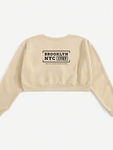 Cropped Sweatshirt Brooklyn NYC 1989 Cold Fall/Winter 100% Cotton - Beige - View 2