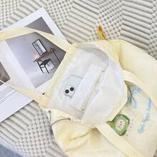 Women Tote Bags - 橘色蝴蝶結小狗抽繩單肩 - 查看 6