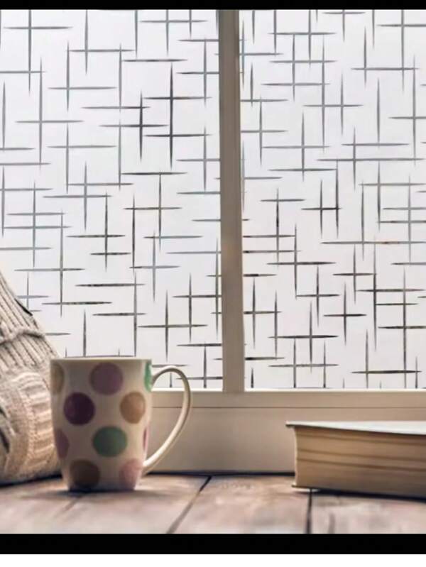 1 Roll Translucent Cross-Star Pattern Glass Film, Privacy Window Sticker - For Office, Bathroom And Home Frosted Glass Film - Semi-Transparent And Opaque - Glue-Free Adhesive - Blocks Peeping And Glare Wall Stickers Room Decor Wall Decor Wall Sticker Personalised Stickers