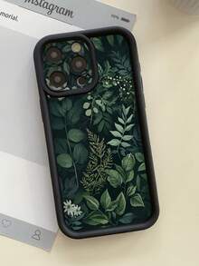 Black Botanical Fashion 1pc Leaf Pattern Design Phone Case With Camera Protective Hole, Thick & Anti-Fall Black Cover Compatible With IPhone 11 Pro Max/12 Pro Max/13 Pro Max/14 Pro Max/15 Pro Max/16 Plus/16 Pro Max, 16E, Galaxy A55/A15/S24 Ultra/S25 Ultra, Compatible With, Compatible With /Compatible With, Compatible With, Honor, MOTO, Compatible With One Plus Waterproof Shockproof Scratch Resistant,International Version, Not The Domestic Version Spring Gift - Black - View 4