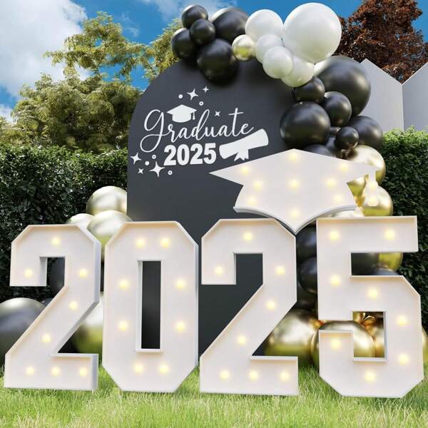Decorazioni per laurea 2025 - Kit arco numeri 2025 in schiuma pre-tagliato da 2 piedi - Cartello in schiuma da collage - Decorazioni per feste di classe 2025 e ballo di diploma