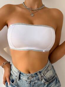 女士无肩带透明无钢圈文胸可调节抹胸式文胸带侧扣