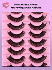 10 pares de pestañas postizas rusas esponjosas y delgadas - Paquete de pestañas falsas de visón DD Curl para pestañas de larga duración y aspecto natural - Pestañas Fluffy - Ver 2
