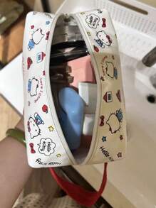 Sanrio 1 pezzo Borsa trucco di grande capacità di Hello Kitty - Organizer da viaggio portatile, ipoallergenico in nylon, con disegno cartoonesco vibrante, ideale per cosmetici e articoli di cartoleria, perfetto regalo di compleanno
