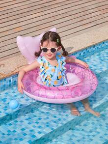 1 件儿童加厚双气室防倾覆美人鱼充气游泳圈，救生衣游泳池水上玩具，适合幼儿和儿童，男孩和女孩 - 彩色 - 查看 9