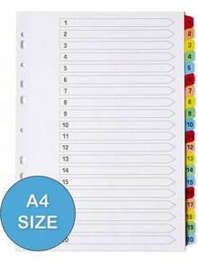 [10 Pack] Binder Dividers With Tabs A4| 1-20 Numbered Tab Dividers For 3 Ring Binder| Durable 3 Ring Binder Dividers With Tabs For Office, School & Home - 10 - View 5