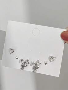 6 件/套 Y2K 粉色心形蝴蝶结耳钉 女士女孩星星吊坠耳环 - 甜美水晶蝴蝶结耳坠 时尚耳饰礼物 - 6件套蝴蝶結愛心耳環 - 查看 15