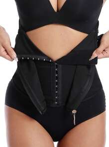 1 pieza Entrenador de cintura para mujer, Cinturón moldeador negro, Banda de compresión para cintura y cadera, Faja postparto, Simple y minimalista, Accesorios de gimnasio con panel de malla para fajas reductoras del vientre, Fajas lumbares para corsé reductor de vientre
