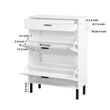 Shoe Cabinet, Freestanding Shoe Rack Storage Organizer With Drawers & Metal Legs, Modern Shoe Storage Cabinet With 2 Flip Drawers For Entryway
