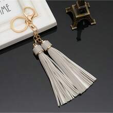 全新硅胶流苏吊坠皮革双流苏钥匙扣包包饰品配件批发礼品 - 彩色 - 查看 6