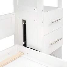 Cama empotrada de matrimonio con estantes, cajones y luces LED, color blanco-3930 - Multicolor - Ver 10