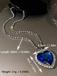 Luksusowy, olśniewający, elegancki naszyjnik w stylu pałacowym w kolorze oceanicznego błękitu