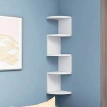 5-Tier White Corner Wall Mount Shelf - Space Saving Plastic Multi-Layer Storage Rack For Home, Structure Suitable For Books & Decor, Hanging Shelving/Bookshelf - Multicolor - View 6