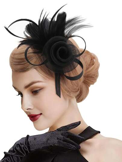 YBYR Vintage Style Hair Accessories For Women, Mesh & Satin Headband With Clips, Suitable For 50s/60s Style, Elegant For Afternoon Tea, Kentucky Derby Or Weddings, Ideal For Special Occasions | Vintage Style Hat | Decorated Headband, Hair Accessories For Women Hairband