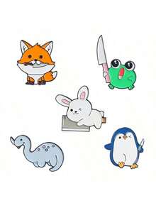 1/5pcs Cute Cartoon Rabbit, Tree, Leaf, Sunflower Enamel Brooches, Animal Badges Pins, Suitable For Daily Wear School Office Accessories Shirts Jacket Jewelry Christmas Halloween Clothes Pin Funny Teacher Gifts Costume Accessories Bag Charms - Multicolor - View 12