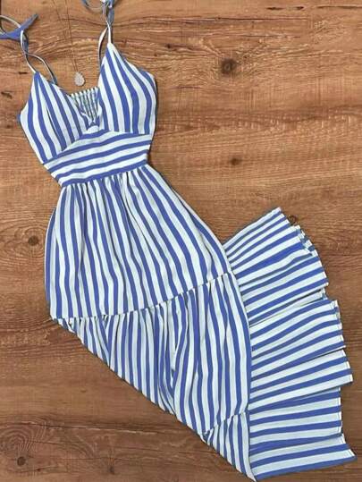 Vestido con espalda descubierta de tela tejida, de unicolor, sexy y lindo, para fiestas, salidas nocturnas, primavera