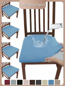 6 pièces Housse de siège de chaise universelle imperméable en soie de lait, housse de siège de chaise de couleur unie brossée et très élastique, housse de chaise douce et confortable, anti-poussière et anti-salissure, convenant aux chaises de salle à manger, aux bureaux et à la décoration de la maison, housses de chaises de salle à manger, ensemble de 4 housses de chaises de salle à manger