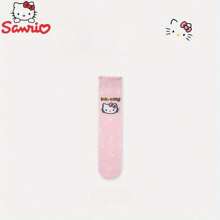 Sanrio 1Pair Sanrio Hello Kitty Women'S Knee-High Socks, 100% Polyester, Breathable Mesh, Cute Animal Pattern, Comfortable Knit Fabric, Long Tube Sports Socks,