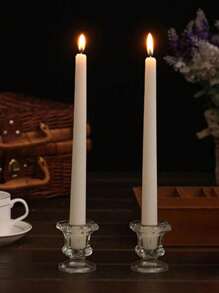 6 件玻璃透明烛台，天然水晶设计烛台，适用于家庭餐桌装饰、蜡烛中心装饰、晚餐蜡烛、客厅、卧室、房间装饰、厨房、办公室装饰、礼品