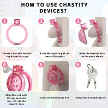 Haifan Soft Silicone Mini Chastity Devices Flat Cock Cage For Men With 6 Sizes Rings Penis Lock Bondage Sex Toys SM Products (Pink-Transparent)