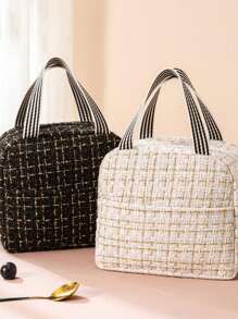 1pc Lunch Bag, Portable Insulated Lunch Box Tote Bag With Cute Bear Pattern, Suitable For Work And School, Waterproof And Lightweight, Keeps Food Fresh And Warm
